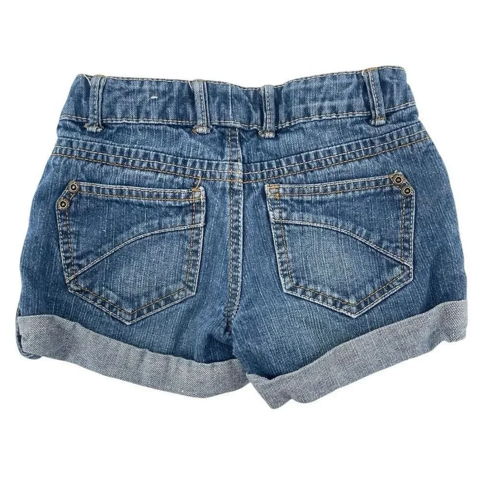 Arizona Jean Co Girls Cuffed Denim Shorts Rolled Hem Size 7 Mid Rise Cotton